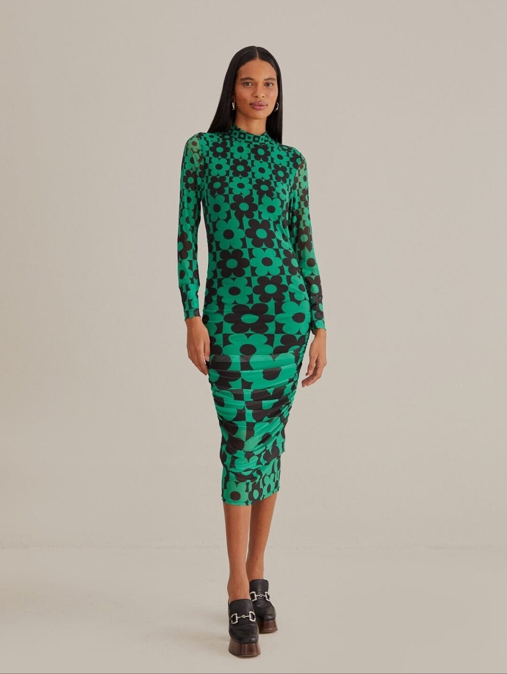 NWOT Farm Rio Green Lovedaisy Tulle Midi Dress XS